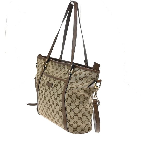 GUCCI GG Pattern 2Way Shoulder Hand Bag Canvas Leather Brown GHW Italy 34EE795 - Picture 2 of 16